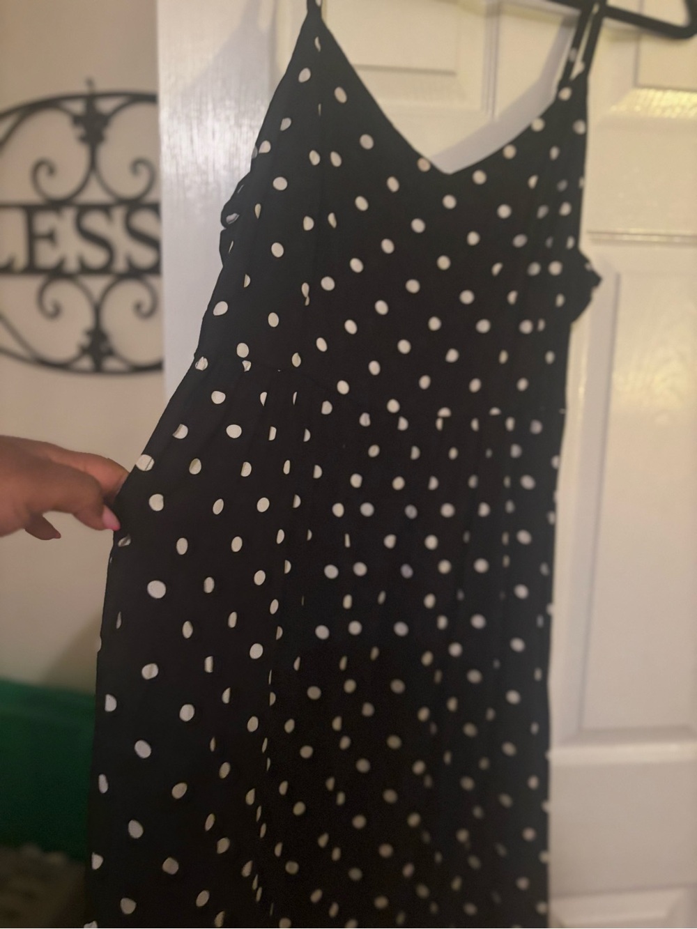 Old Navy Black and White Polka Dot Midi Dress